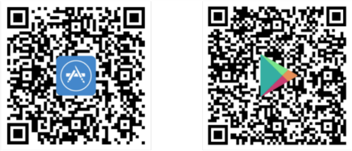 two qr codes for app store and google play store